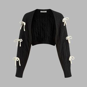 Commense NWT Black Knit Shrug with Cream Accents size Small